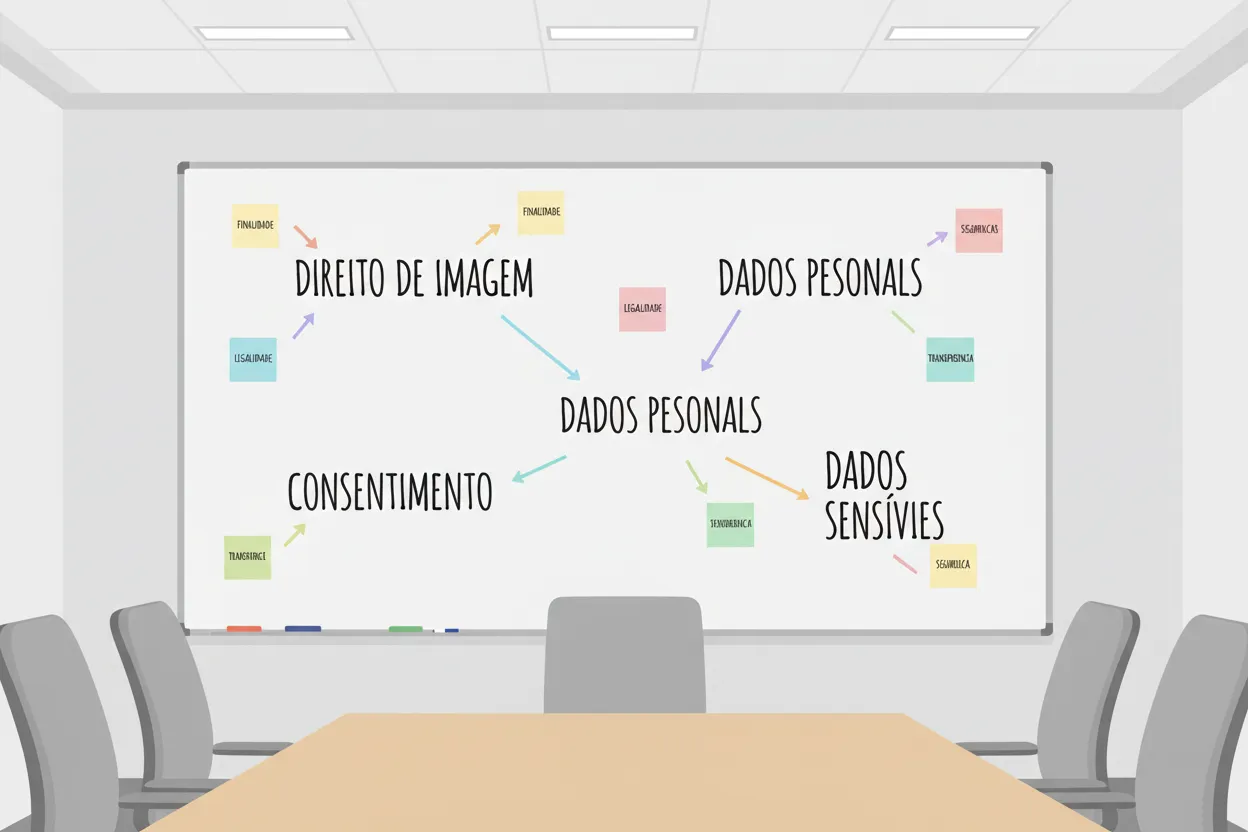 Quadro com termos jurídicos básicos relacionados a imagem e dados pessoais