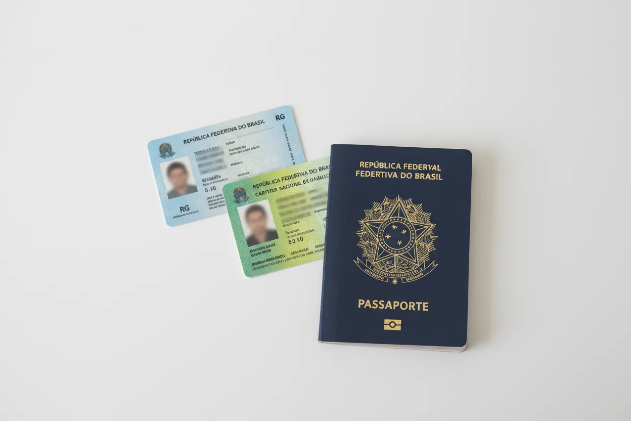 Documentos brasileiros como RG e CNH com exemplos de foto no formato correto