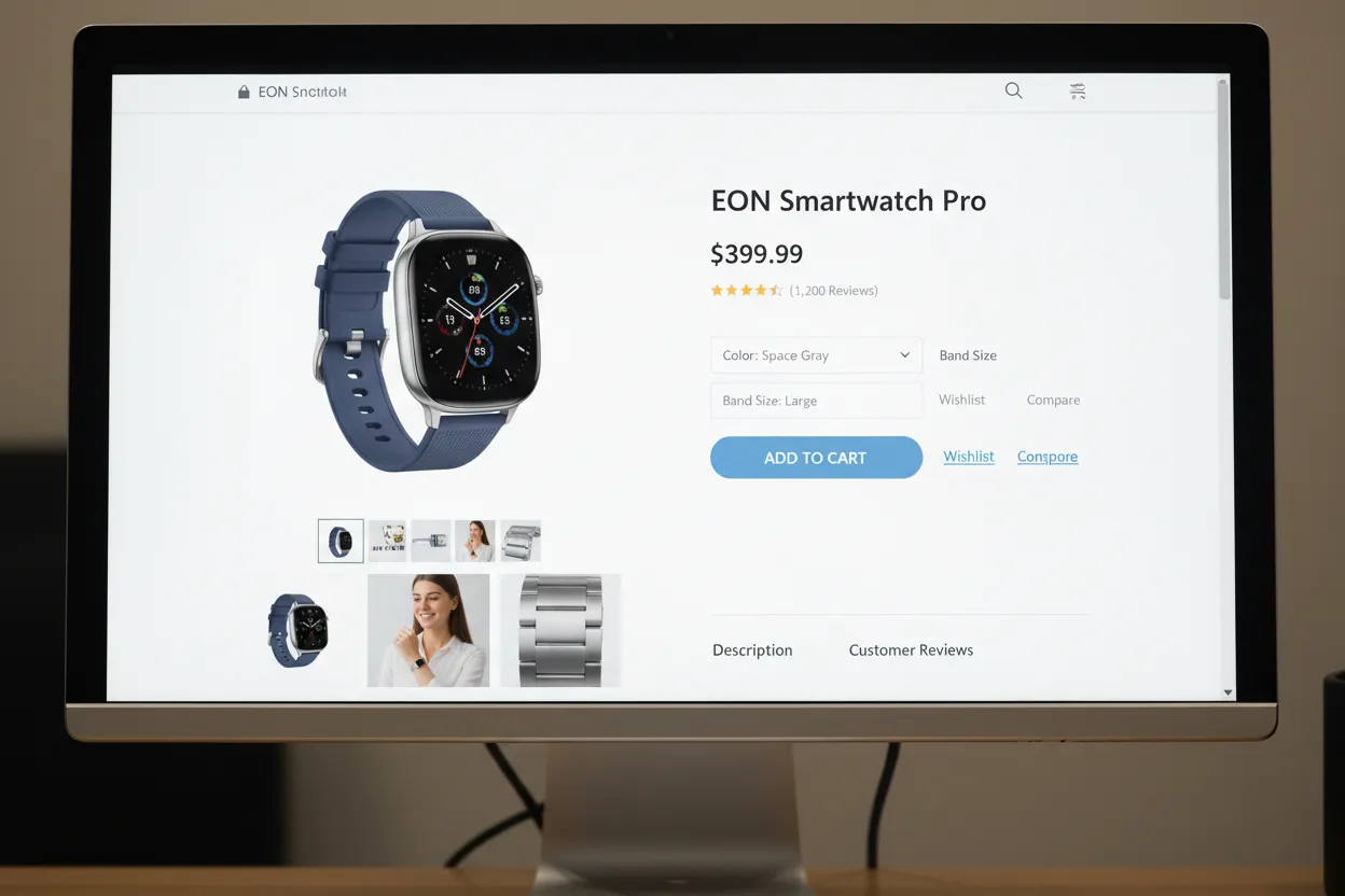 Página de produto com galeria variada de imagens otimizadas