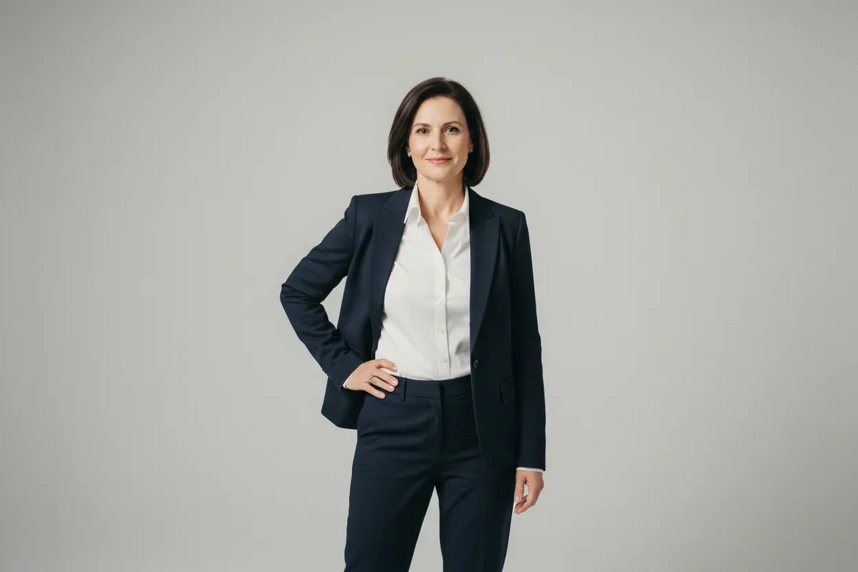 Pessoa posando para retrato profissional com IA em estúdio