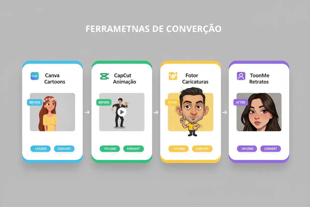 Logos e interfaces das principais ferramentas de conversão de foto em desenho com IA