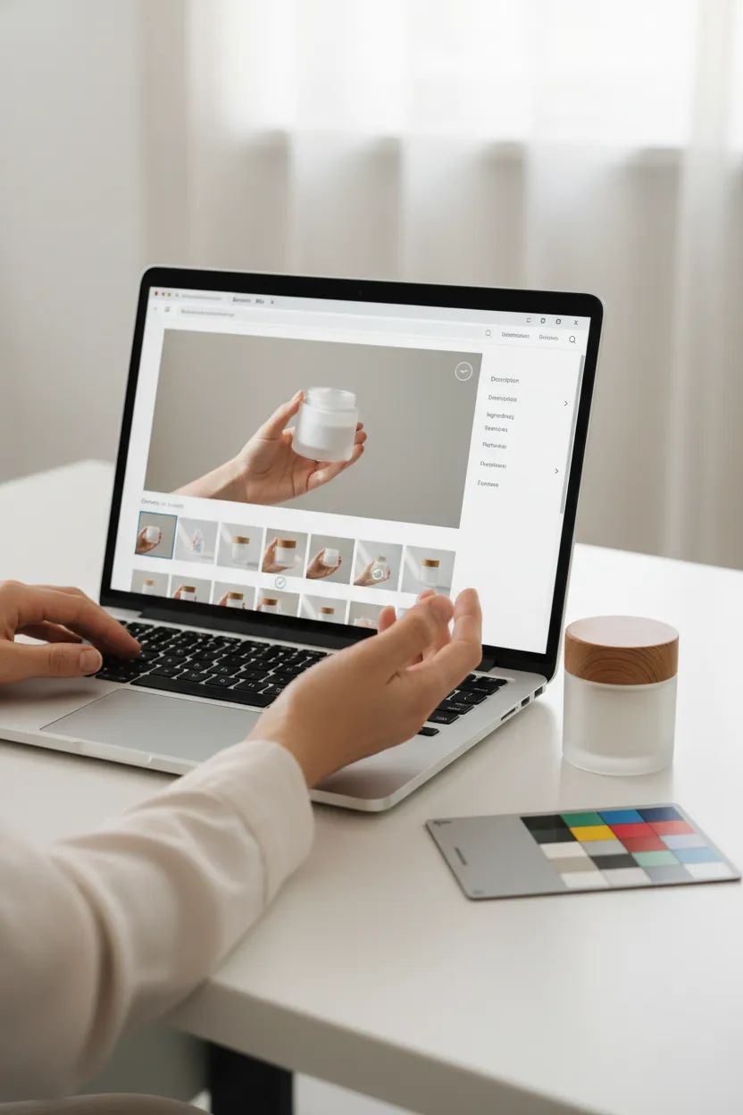 Cosméticos em uso com foto de campanha - Depois